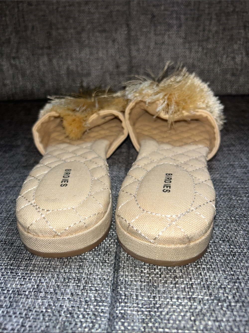 Birdies Champagne Pom Pom Slide Mules - Picture 4 of 7